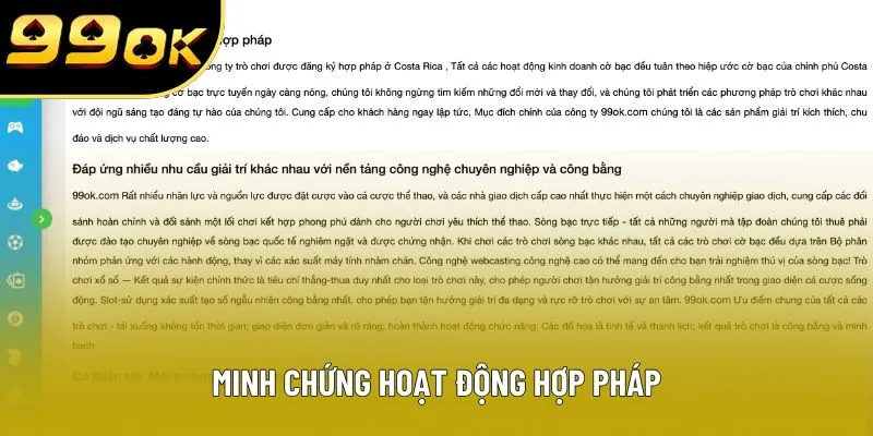 Minh chứng hoạt động hợp pháp Minh chứng hoạt động hợp pháp