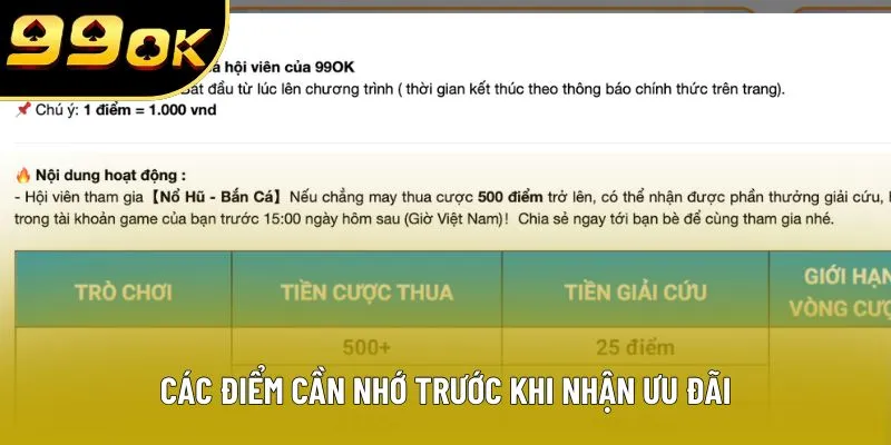 Các điểm cần nhớ trước khi nhận ưu đãi Các điểm cần nhớ trước khi nhận ưu đãi
